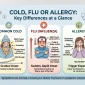 Cold, flu and allergy symptoms comparison infographic